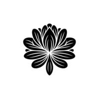 Elegant Black Floral Emblem, Minimalist - Decorative, Delicate vector