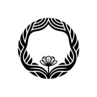 Circular Emblem Floral Growth, Symbolic Protection vector