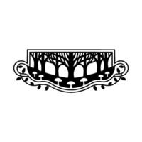 Botanical Emblem, Forest Silhouette, Elegant vector