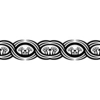 Celtic Knot Border, Stylized Trees Mushrooms vector