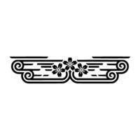 Elegant Japanese Scroll Border, Floral Accent vector