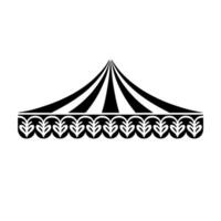 Stylized Tent Silhouette with Leaf Border Vintage Illustration vector