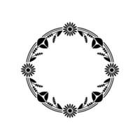 Elegant Floral Border, Vintage, Circular Motif - Wreath - Botanical vector
