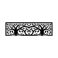 Elegant Black Tree Border, Vintage Element - Floral vector