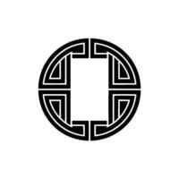 Intricate Circular Emblem, Asian Inspired vector