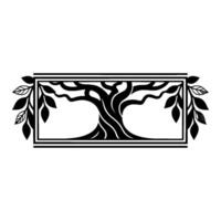 Elegant Black Tree Emblem, Vintage Botanical Illustration - Frame vector