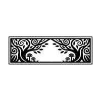 Intricate Forest Frame, Stylized Tree Mushroom Motif vector