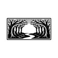 Forest Archway, Stylized Black White Emblem vector