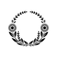 Floral Wreath Frame, Vintage Botanical, Minimalist Ornament vector