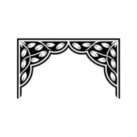 Art Nouveau Arch Ornament, Black White Botanical Frame vector