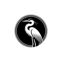 Elegant Heron Emblem, Vintage Style, Natural Symbol vector
