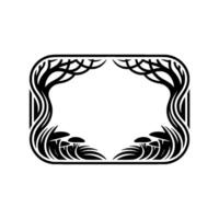 Art Nouveau Forest Frame, Elegant Botanical Border - Swirls vector