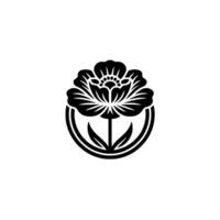 Elegant Black Floral Emblem, Japanese Style, Minimalist vector