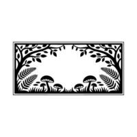 Stylized Forest Frame, Black White Silhouette vector