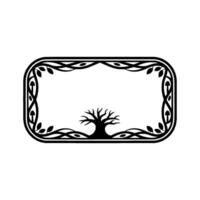 Ancient Tree Emblem, Celtic Border, Symbolic Heritage vector