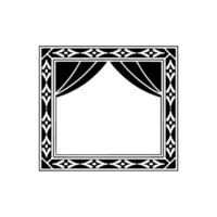 Art Deco Window Frame, Elegant Curtain, Geometric vector