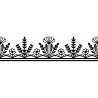 Elegant Botanical Border, Minimalist - Lineart - Floral vector