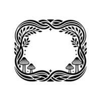 Intricate Forest Frame, Mystical Mushroom Border vector