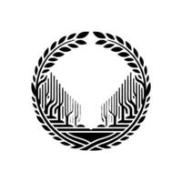 Circular Emblem Verdant Gateway, Ancient Symbolism vector