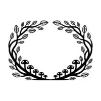 Enchanted Forest Wreath, Whimsical Woodland Border vector