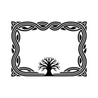 Celtic Tree Frame Symbolic Border, Ancient Heritage vector