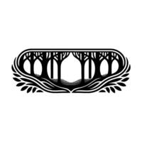 Stylized Forest Emblem, Vintage Botanical Illustration - Linear vector