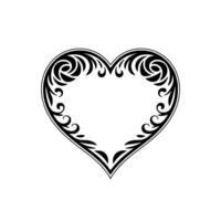 Intricate Black Heart Ornament, Elegant - Floral vector
