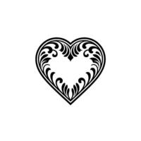 Intricate Black Heart Ornament, Elegant Floral vector