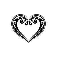 Tribal Heart Ornament, Intricate Black - Decorative vector