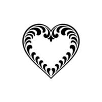 Intricate Black Heart Ornament, Decorative vector