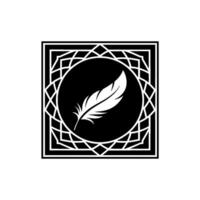 Intricate Feather Emblem, Vintage Typography, Elegant vector