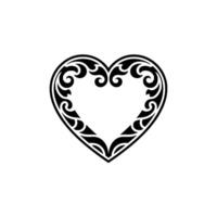 Intricate Black Heart Ornament, Vintage Style vector