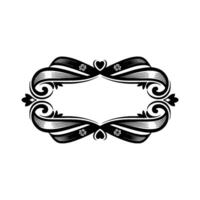 Elegant Black White Scroll Frame, Romantic vector