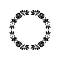 Elegant Black Rose Wreath, Minimalist Floral vector