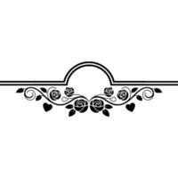 Elegant Floral Border, Vintage Romance, Decorative Element - Lineart vector