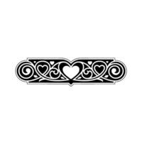 Intricate Black White Heart Border, Vintage vector