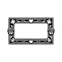 Art Deco Rose Frame, Elegant Border, Romantic vector