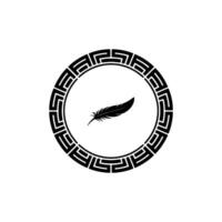Circular Emblem Quill Ancient Motif, Minimalist vector