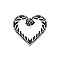 Elegant Rose Heart Emblem, Vintage Style, Romantic Symbol vector