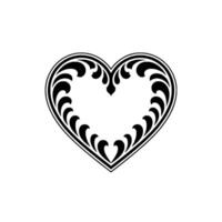 Intricate Black Heart Ornament, Elegant - Decorative vector