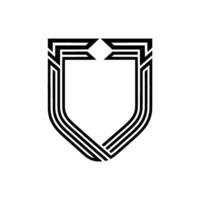 Geometric Shield Emblem, Minimalist Protection - Lineart vector