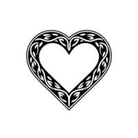 Intricate Celtic Heart Ornament, Black White, Symbolic vector