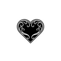 Elegant Black Heart with Intricate Swirls vector