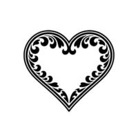 Intricate Black Heart Ornament, Vintage Floral - Elegant vector