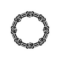 Elegant Floral Circle Frame, Minimalist - Pattern vector