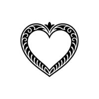 Intricate Black Heart Frame, Vintage Elegance vector
