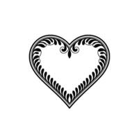 Intricate Black Heart Ornament, Vintage Floral - Scrollwork vector