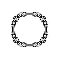Elegant Floral Wreath Border, Vintage Style - Foliage vector