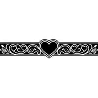 Elegant Black and White Heart Border - Decorative vector