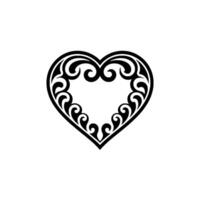 Intricate Tribal Heart Ornament, Black White - Swirls vector